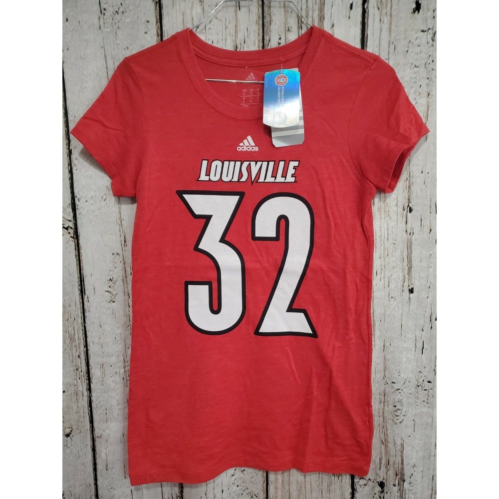 Adidas Women's Small Louisville Cardinals V‑Neck Short Sleeve T‑Shirt Tee NEW